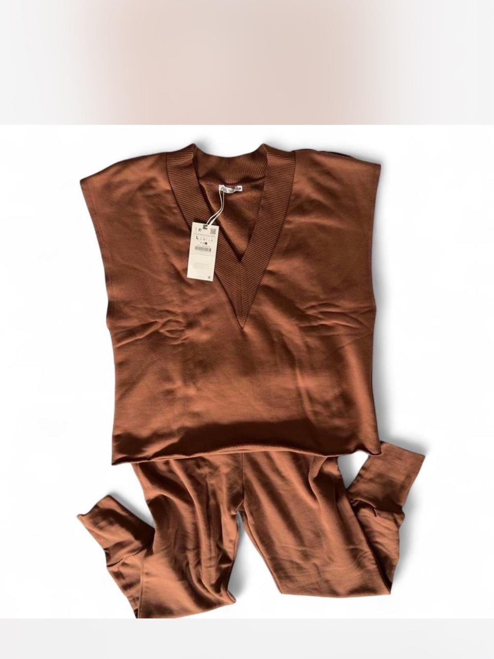 Women’s Brown V-Neck Sleep Set - zara NWT
